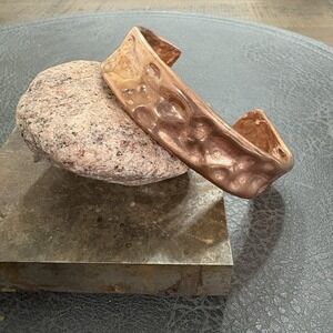 Heavy Thick Men's Viking Hammered Wide‎ Copper Artisan Cuff Bracelet Shiny